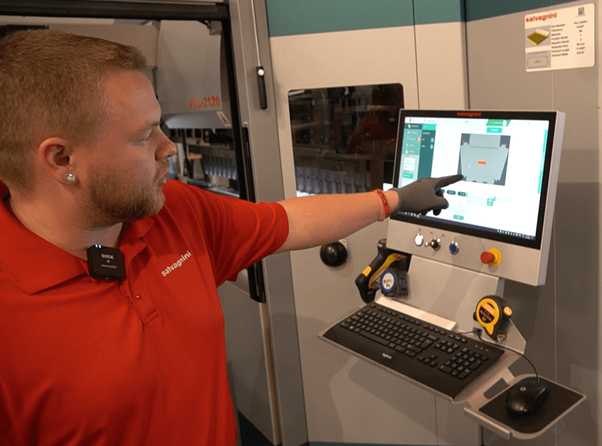Salvagnini P2 UTH_1.1.1 Nate Gevedon shows the upcoming job on the Salvagnini P2 panel bender